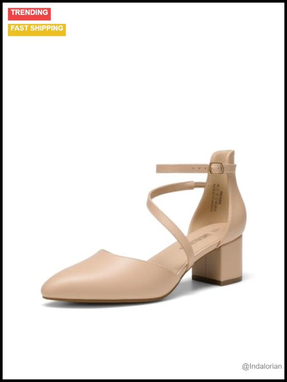 Faux Leather Pointed Toe Block Heel Pumps Ankle Strap Dress Shoes